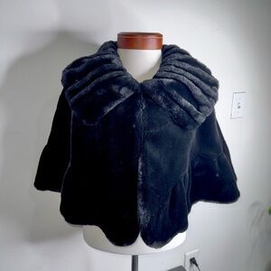 Vintage Sue Wong Nocture Black Faux Fur Capelet
